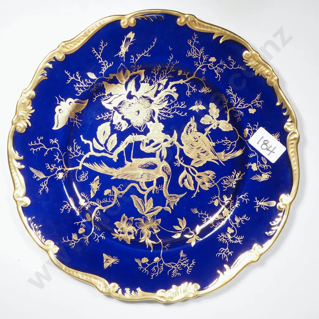 Coalport Bone China Cabinet Plate in the Cairo Pattern w Cobalt Blue & Heavy Gilt & Exotic Birds & Phoenix Designs Image 1++