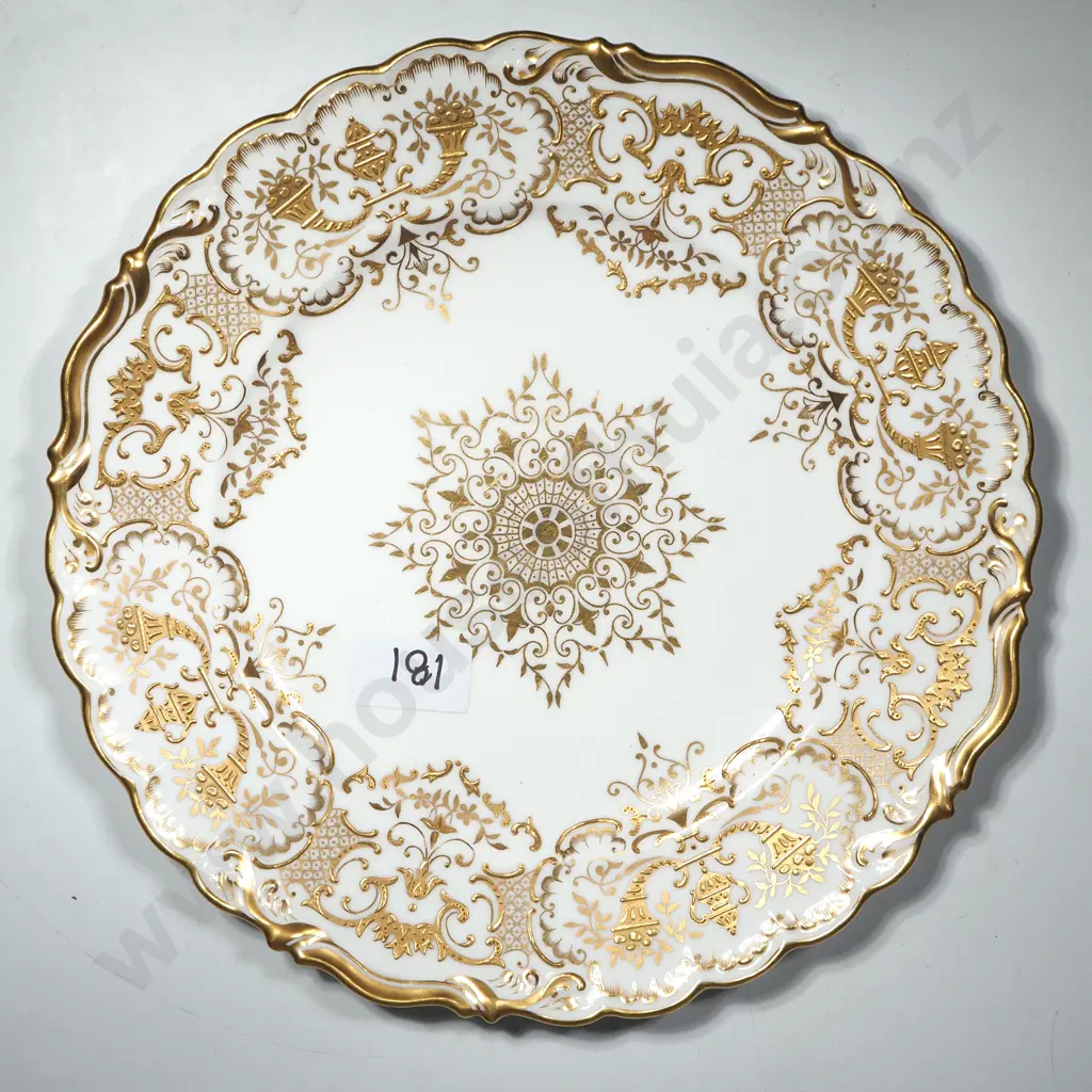 Antique Coalport Cabinet Plate Produced for Tiffany & Co w Ornate, Scalloped Border w Swags, Urns & Cornucopia Image 1++