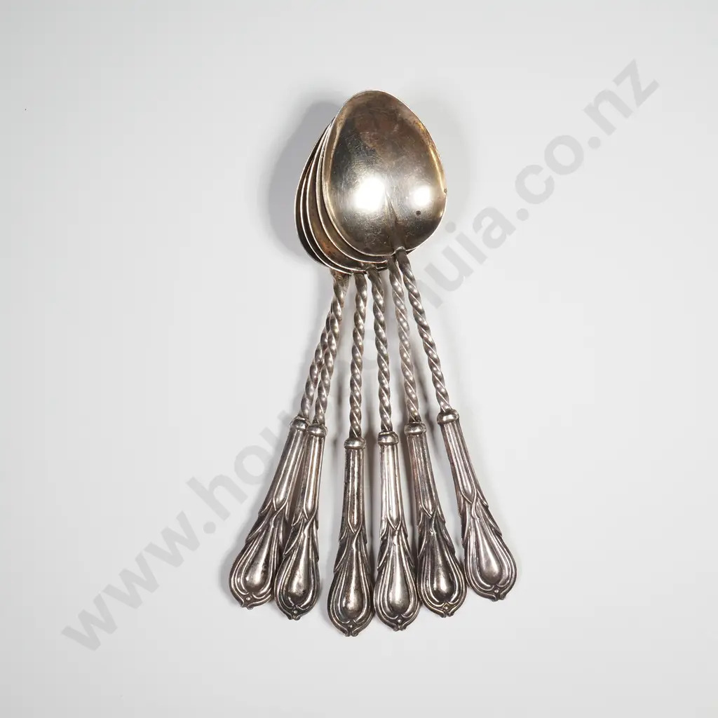 Set of Six Sterling Silver Coffee Spoons - English Hallmarks Image 1++