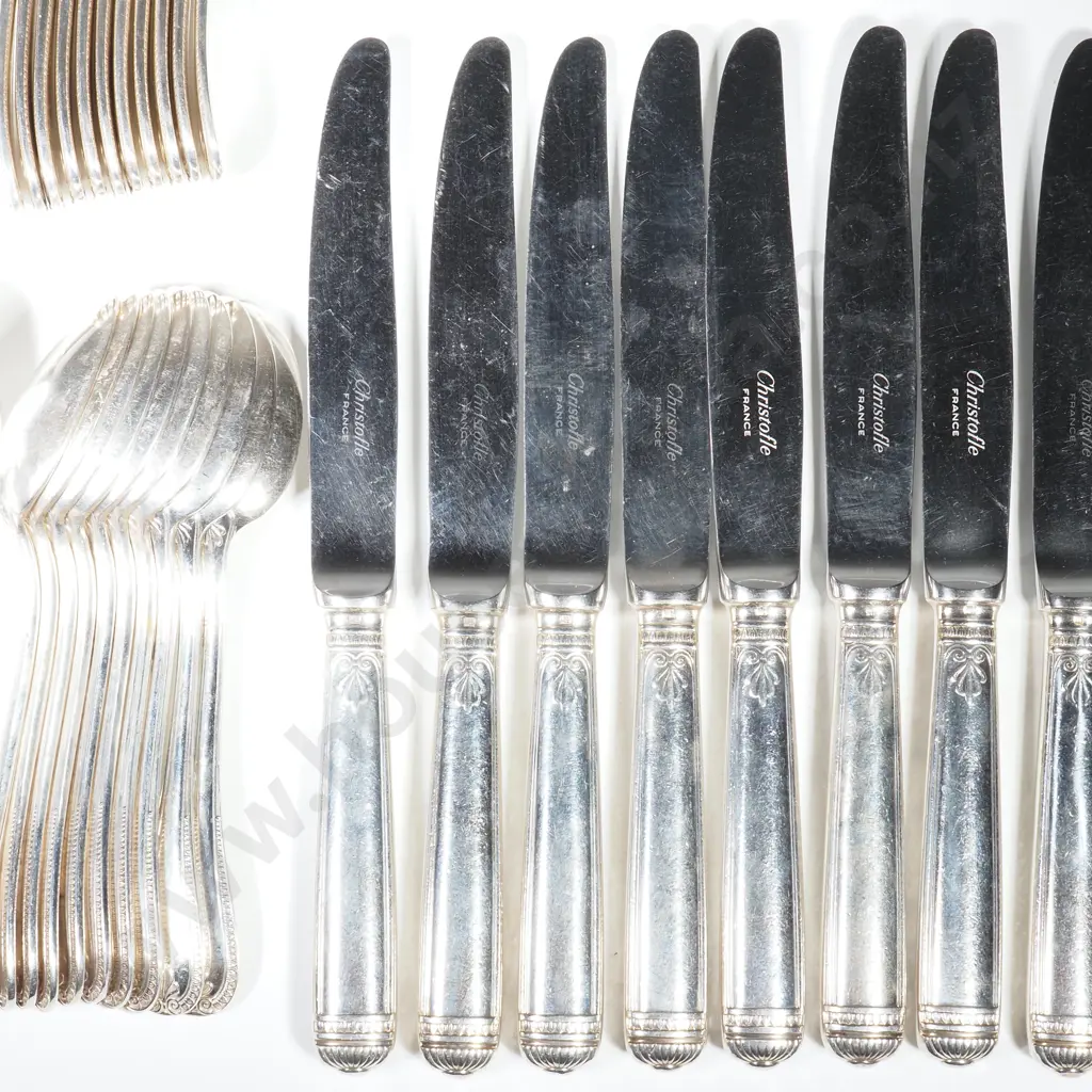 Christofle Malmaison Flatware Set w Palm & Lotus Leaf Decoration Image 1++