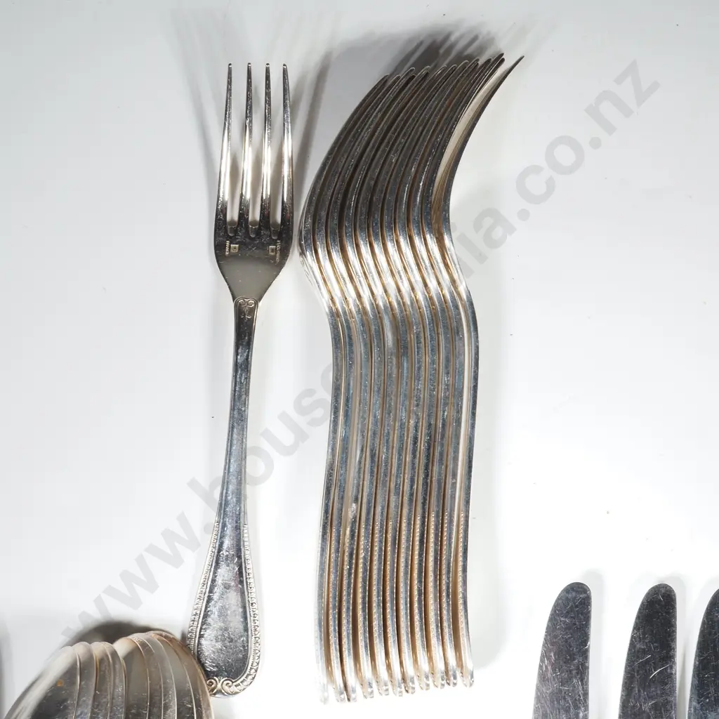 Christofle Malmaison Flatware Set w Palm & Lotus Leaf Decoration Image 1++