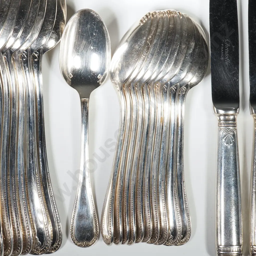 Christofle Malmaison Flatware Set w Palm & Lotus Leaf Decoration Image 1++