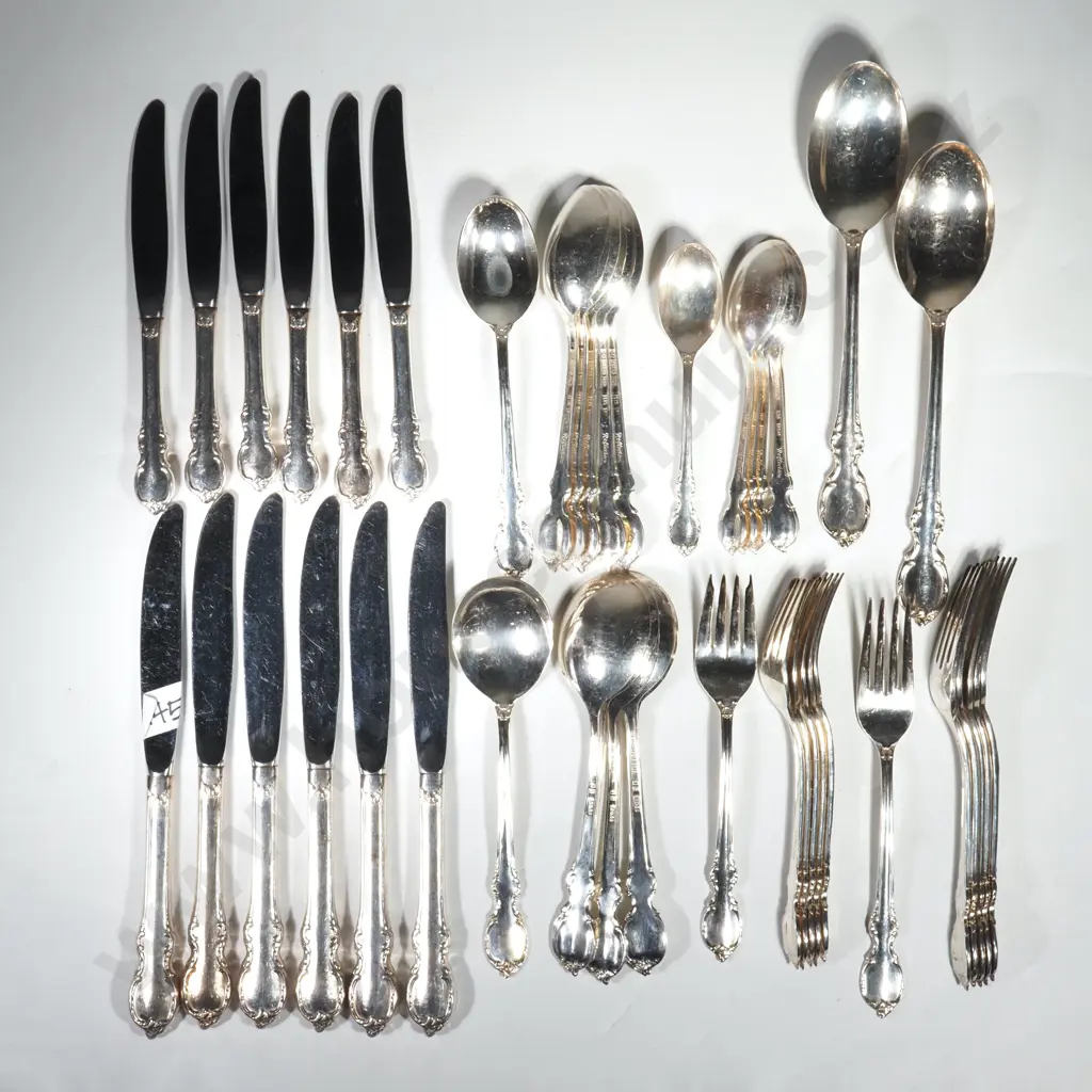 Forty Four Piece Rogers Bros. Silver Plated Flatware Set in the 'Reflections' Pattern Image 1++