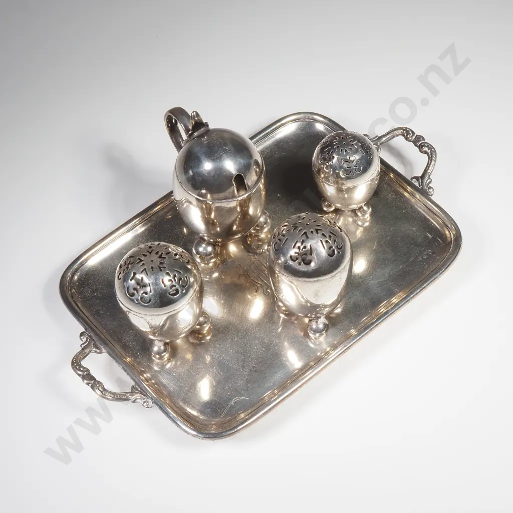 Impressive Sterling Silver Condiment Set - English Hallmarks Image 1++