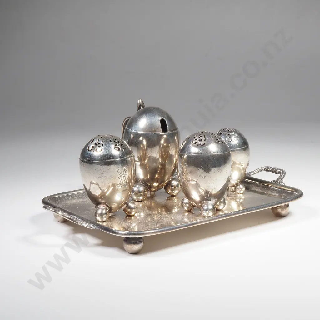 Impressive Sterling Silver Condiment Set - English Hallmarks Image 1++