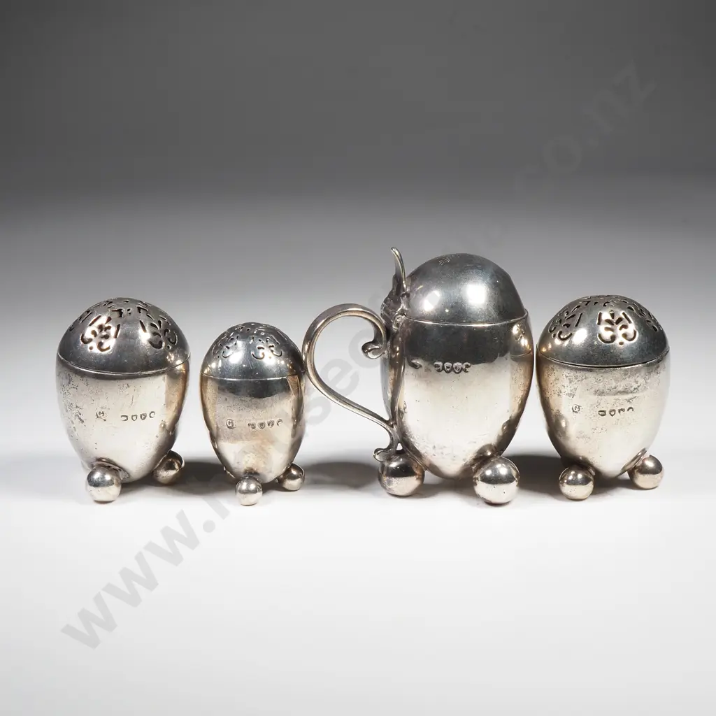 Impressive Sterling Silver Condiment Set - English Hallmarks Image 1++