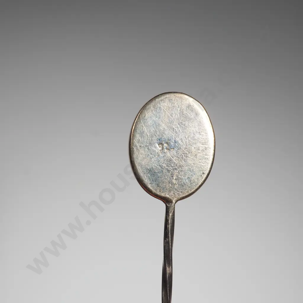 Antique Case Set of Eight Sterling Silver Coffee Spoons - Each Gem Set to Handle - Lapis / Agate Etc Image 1++