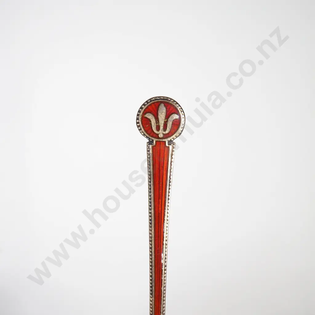 Vintage Enameled & Gilt Silver Demitasse Teaspoons in Case - Likely Scandinavian w John Bates Retailer Label Image 1++