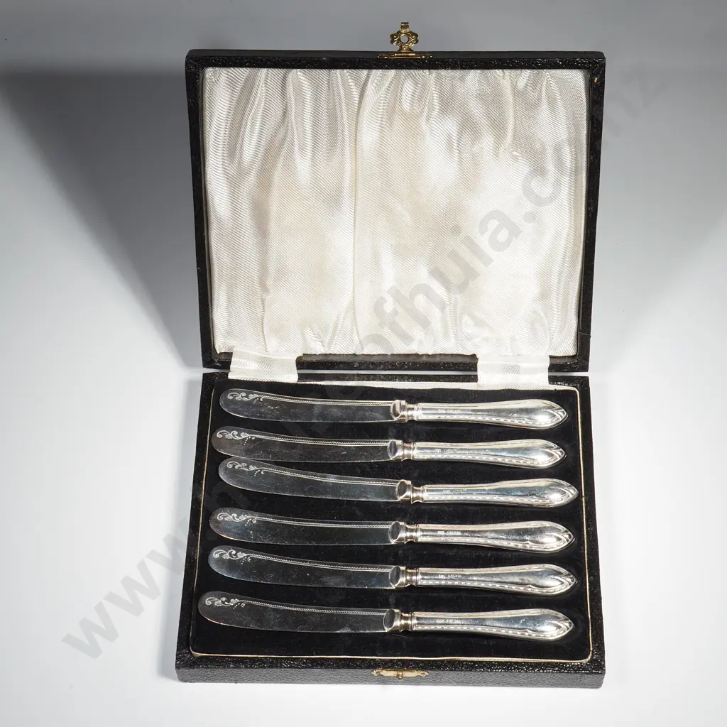Quality Set of Sterling Silver Handled Butter Knives w English Hallmarks Image 1++