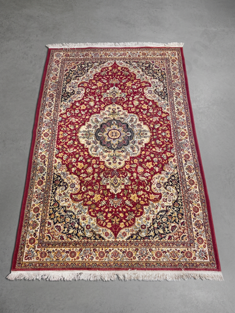 Persian Style Tabriz Rug w Central Medallion Design in  Red, Beige & Blues Image 1++