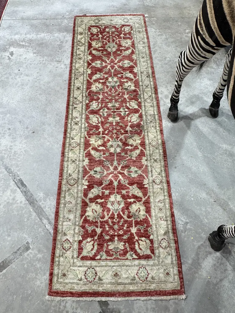 Vintage Hand Knotted Runner in Cream & Terracotta Tones. Image 1++
