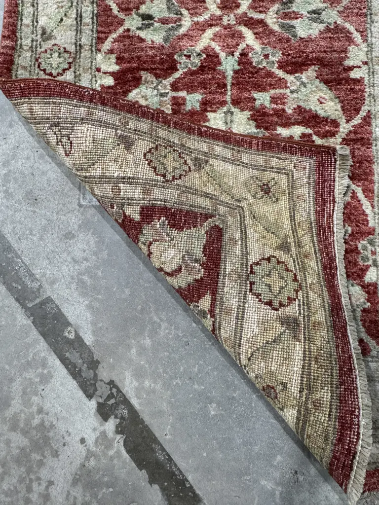 Vintage Hand Knotted Runner in Cream & Terracotta Tones. Image 1++