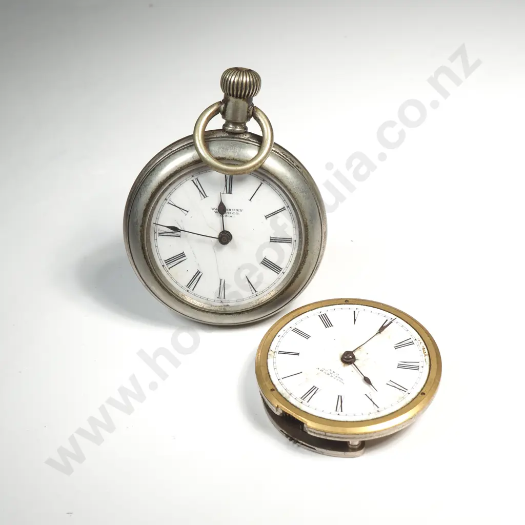 Nickel Cased Pocket Watch & Replacement Movement - Both A/F Image 1++