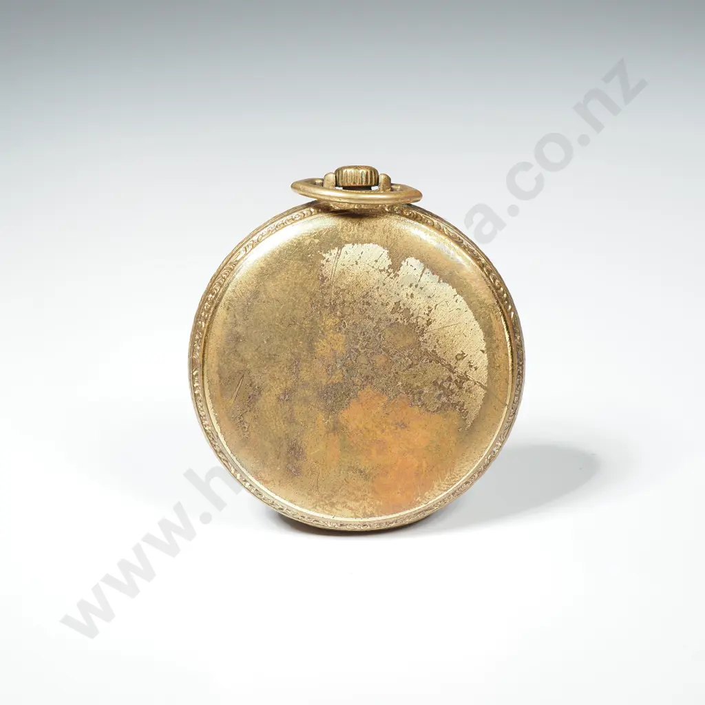 Vintage Open Face Elgin Rolled Gold Pocket Watch w Fob Chain Image 1++