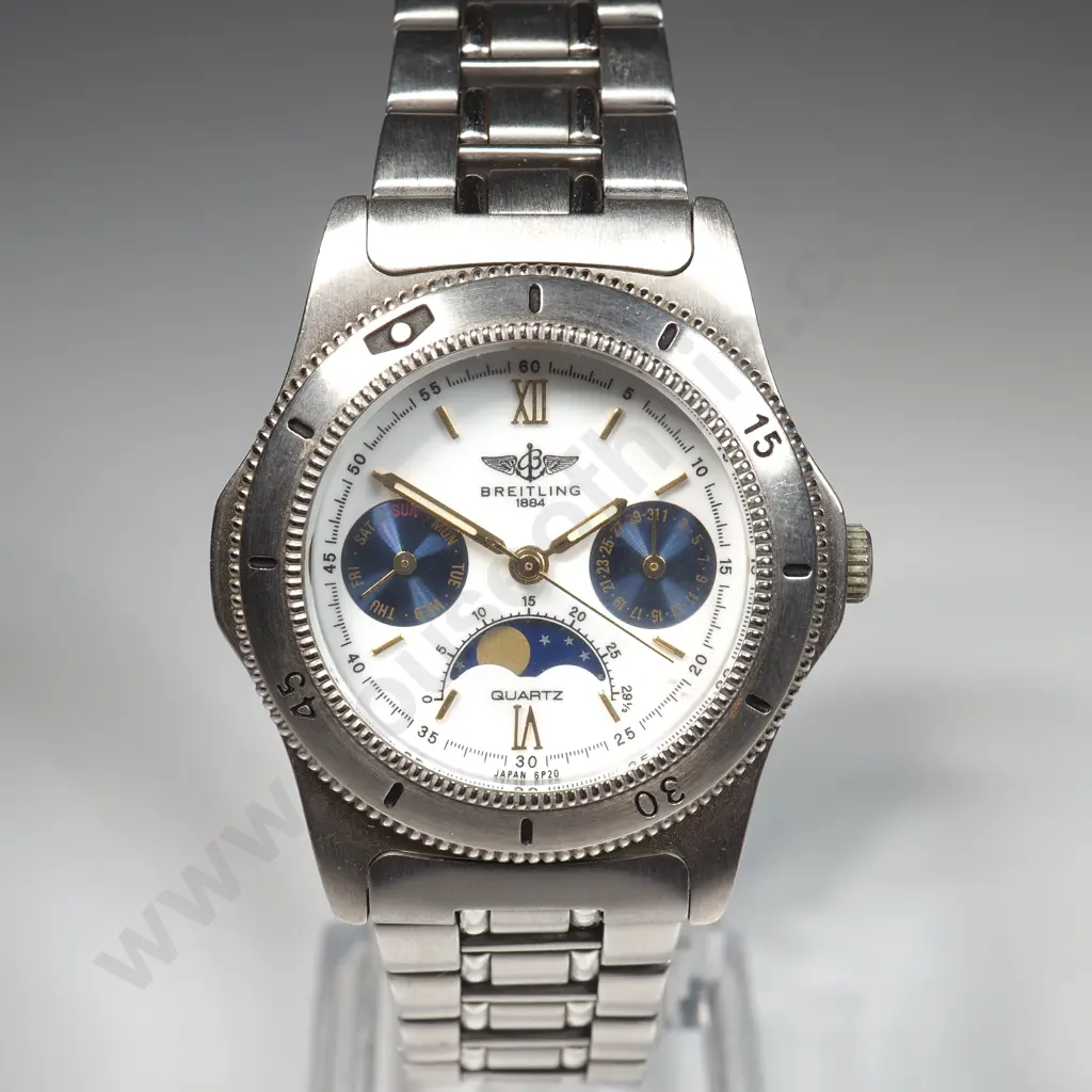 Stainless Steel Breitling 1884 Copy Watch w White Dial Image 1++