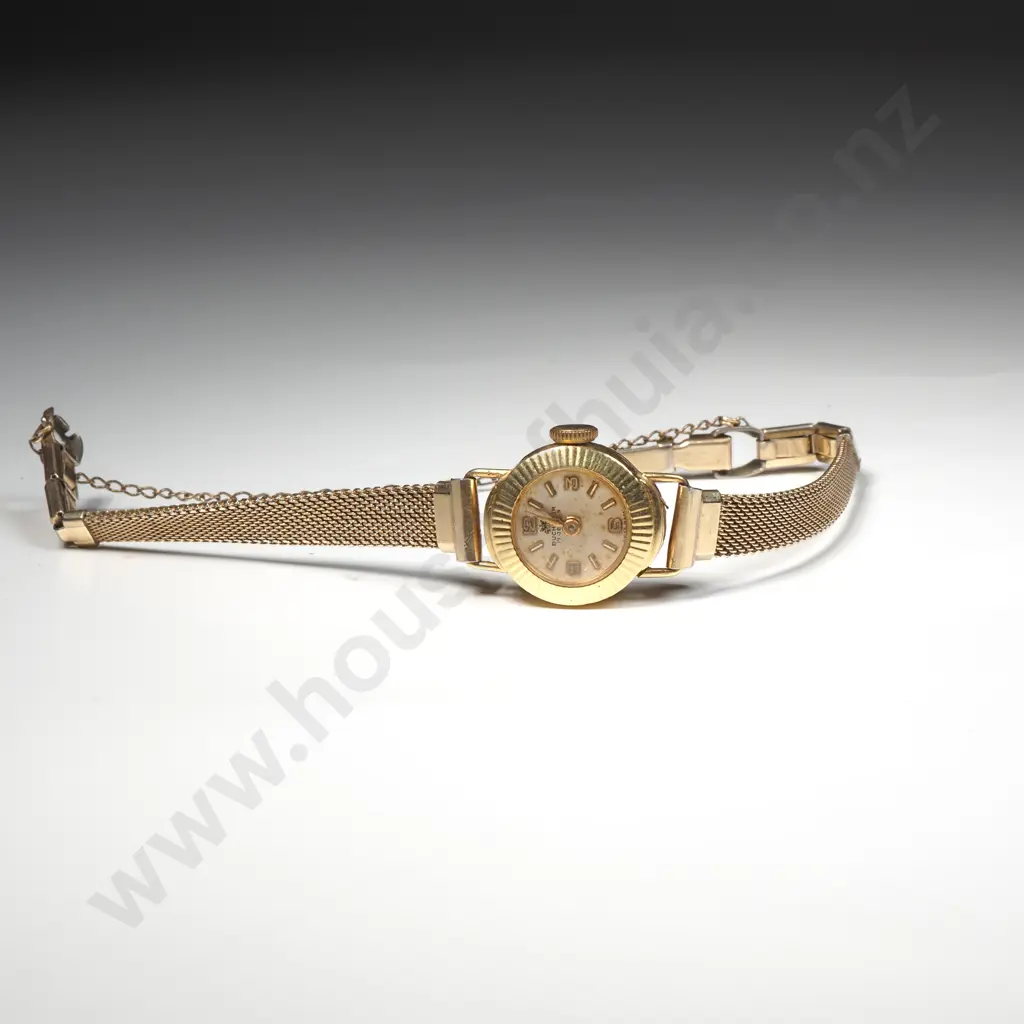 18ct Gold Ladies Wristwatch w RG Strap Image 1++