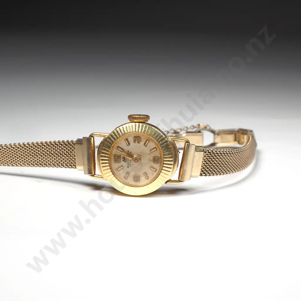 18ct Gold Ladies Wristwatch w RG Strap Image 1++