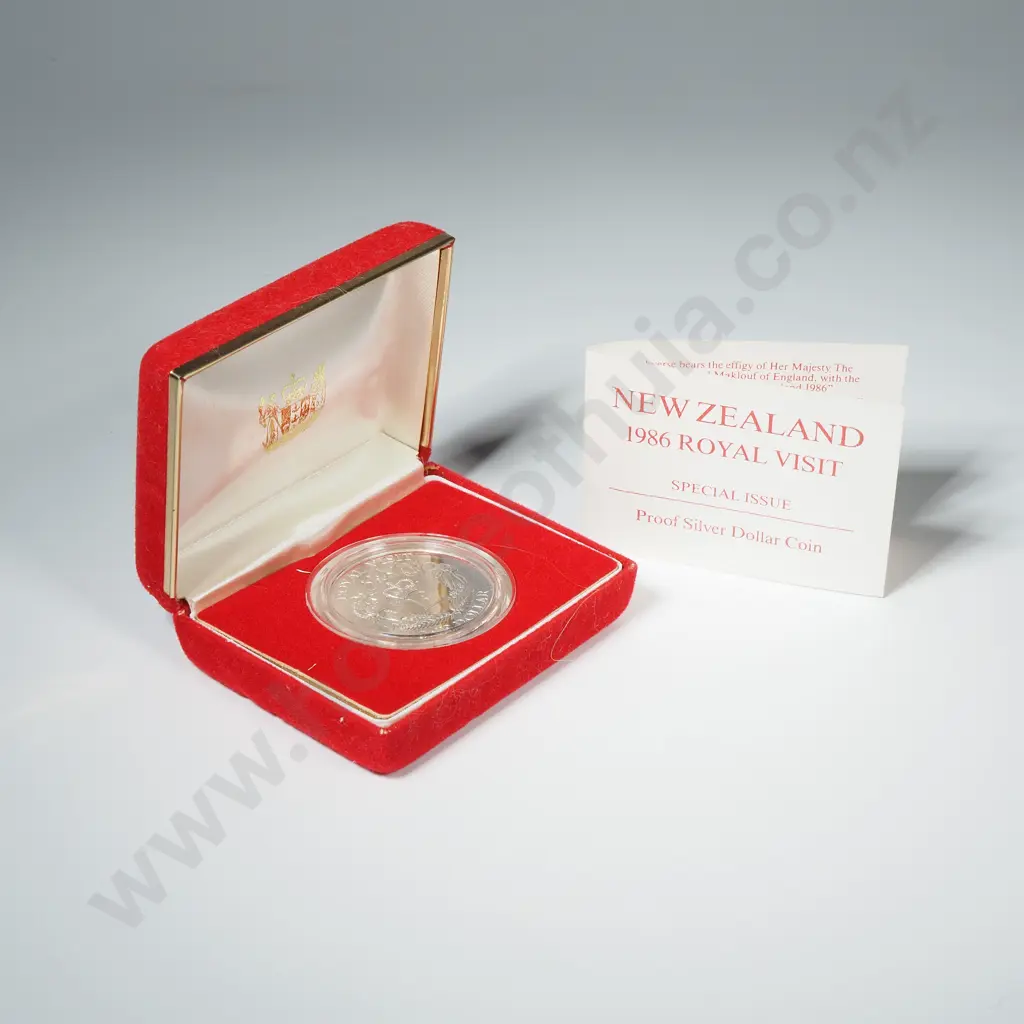 1986 New Zealand Sterling Silver Proof Dollar Image 1++