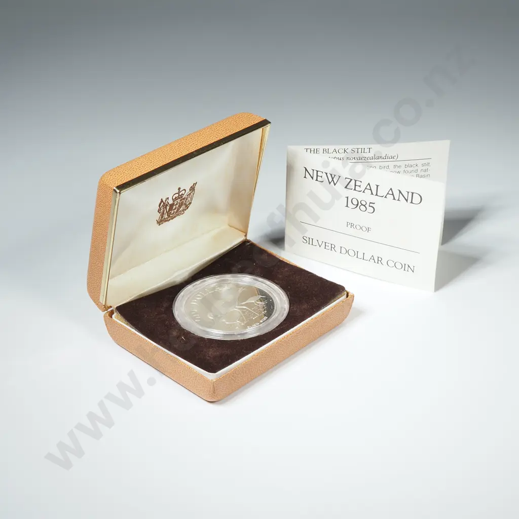 1985 New Zealand Sterling Silver Proof Dollar Image 1++