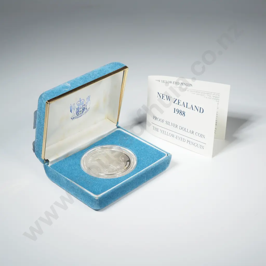 1988 New Zealand Sterling Silver Proof Dollar Image 1++