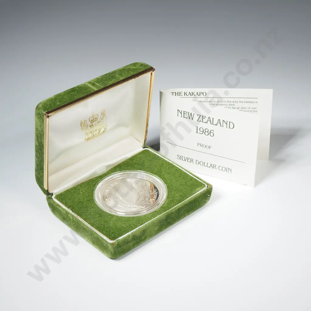 1986 New Zealand Sterling Silver Proof Dollar Image 1++