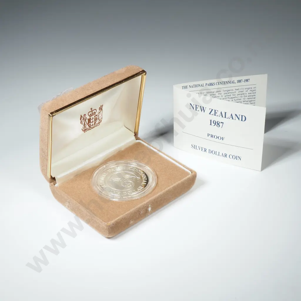 1987 New Zealand Sterling Silver Proof Dollar Image 1++