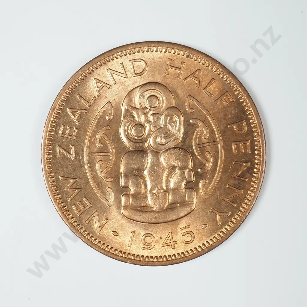 1945 New Zealand Halfpenny - Brilliant Uncirculated CV $75 NZD Image 1++