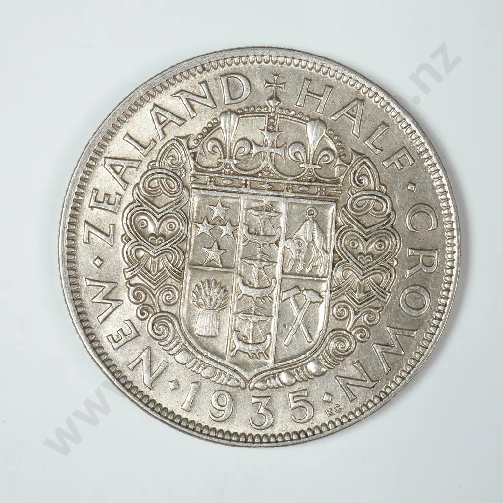 1935 New Zealand Half Crown - Better Grade Image 1++