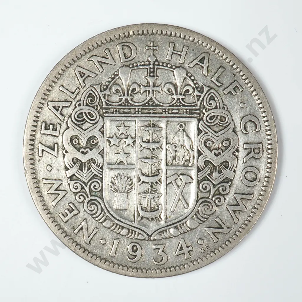 NZ 1934 Half Crown Image 1++