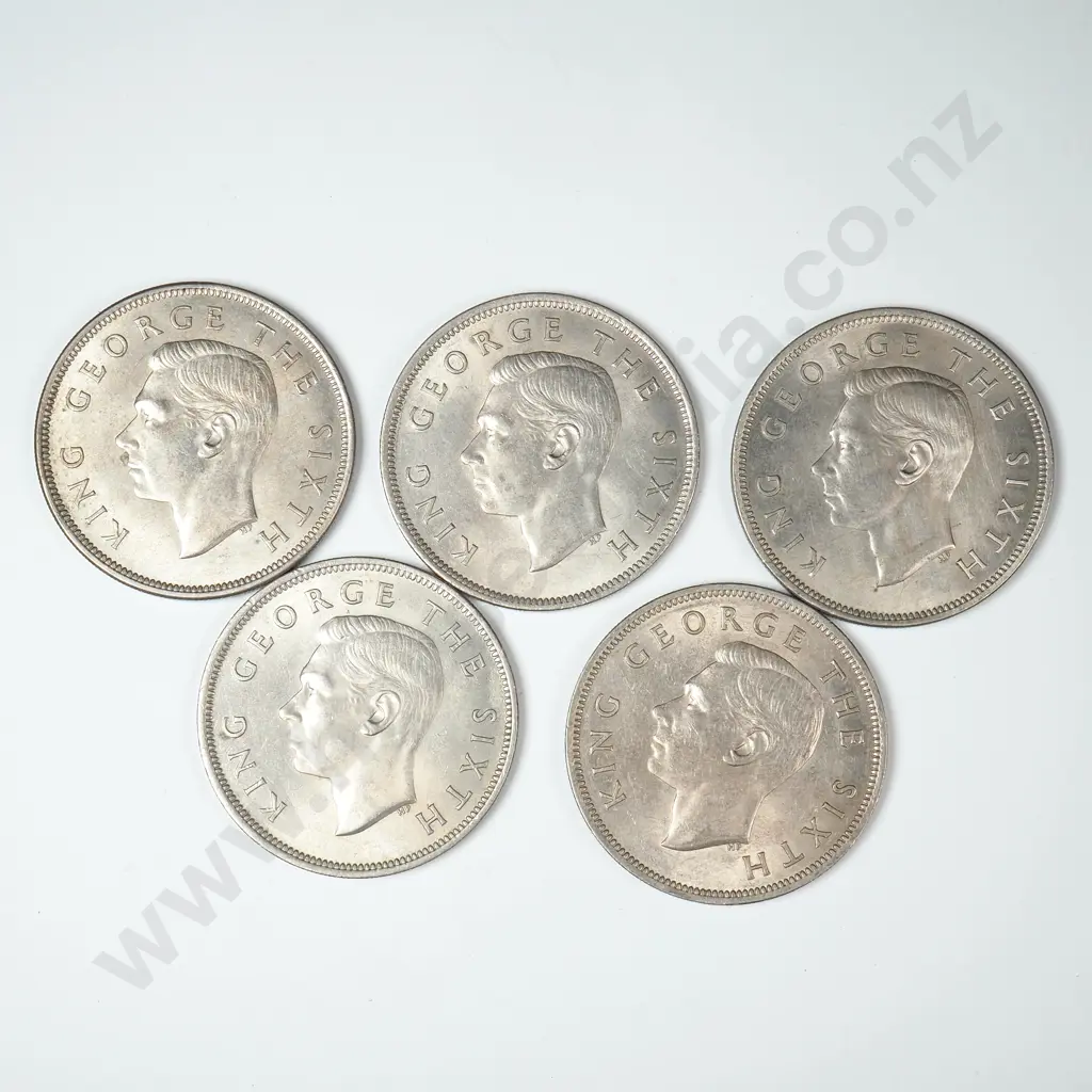 Five 1948 New Zealand Half Crowns EF Image 1++