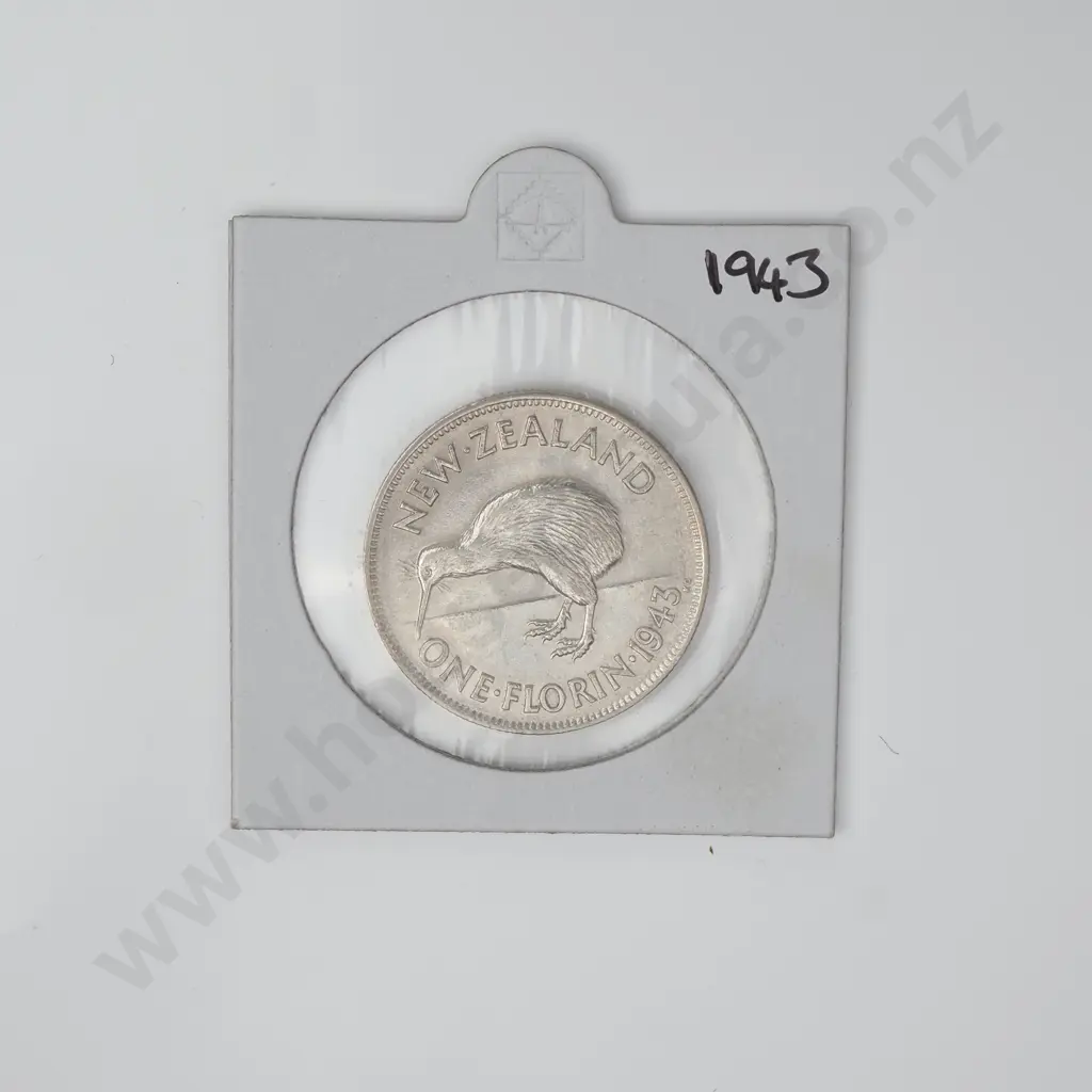 NZ 1943 Florin Image 1++