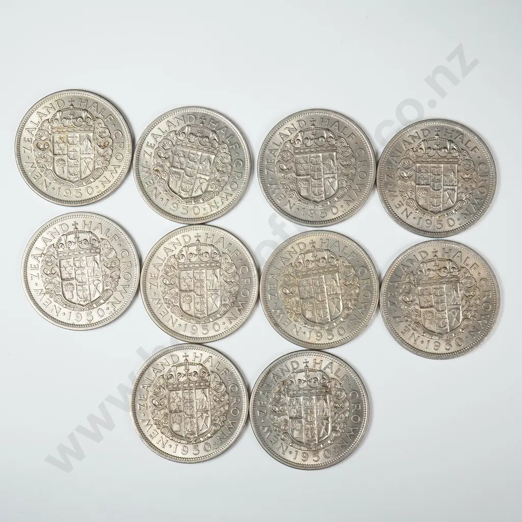 10 1950 New Zealand AUNC Half Crowns Image 1++