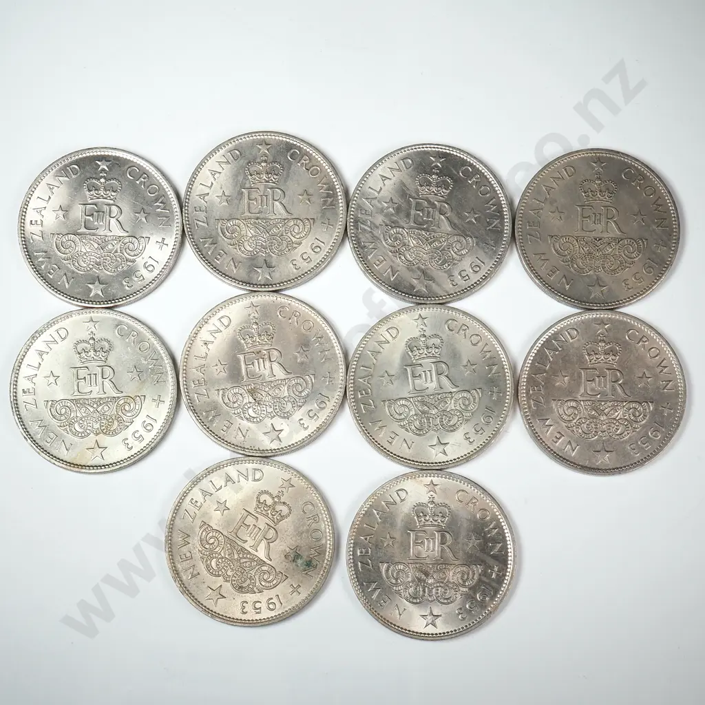10 1953 New Zealand Crowns - AUNC Image 1++