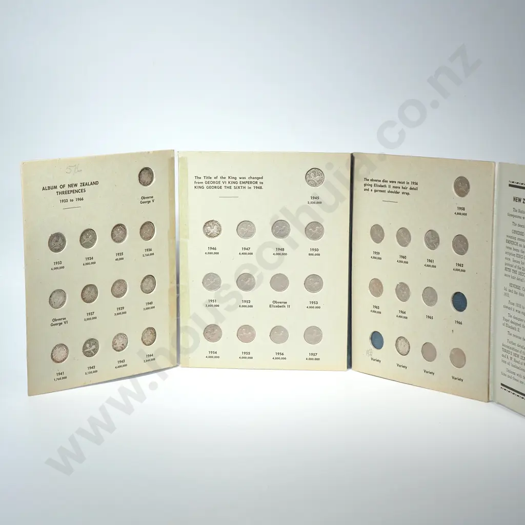 Bertrand New Zealand Threepence Album - Includes 1935 Threepence in Better Grade  Image 1++