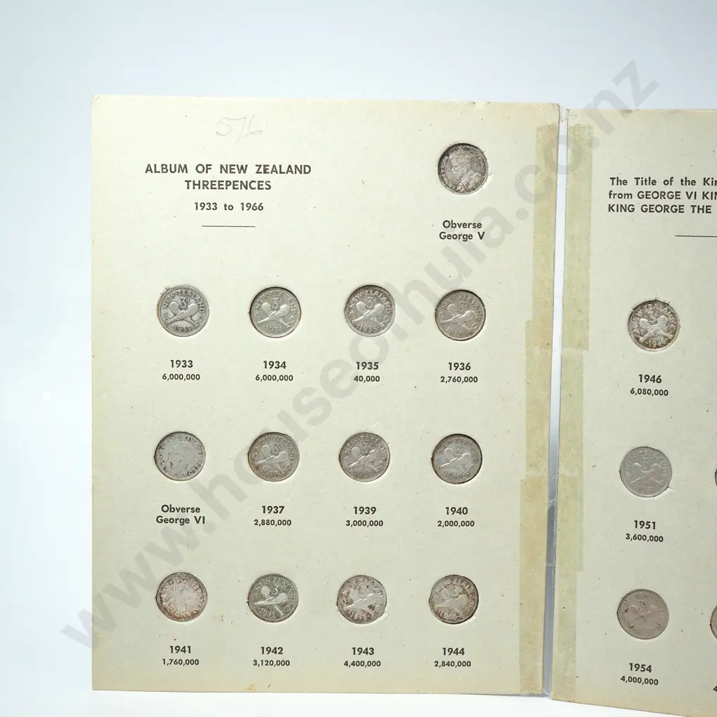 Bertrand New Zealand Threepence Album - Includes 1935 Threepence in Better Grade  Image 1++