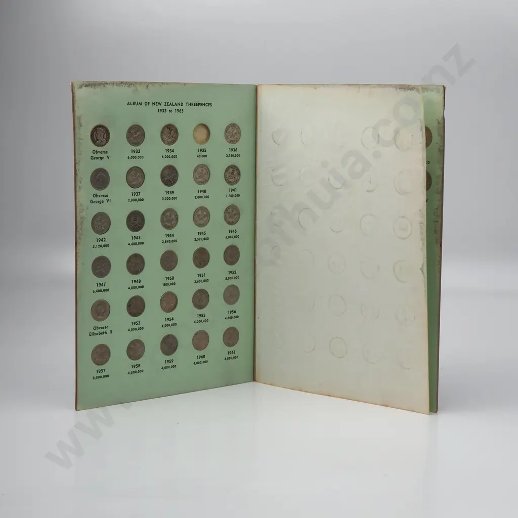Warrior New Zealand Threepence Coin Set - Complete except 1935 Image 1++