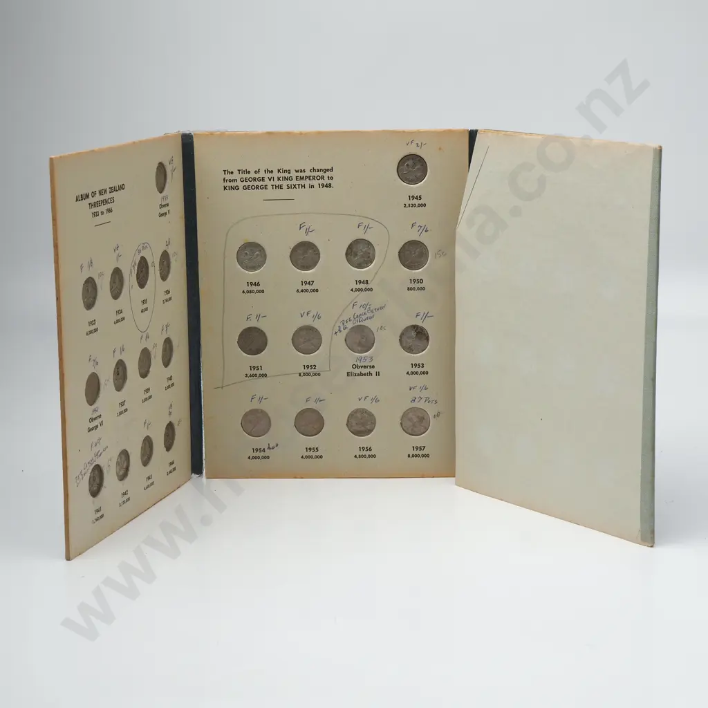 NZ Bertrand Threepence Album - Complete w 1935 Threepence Image 1++