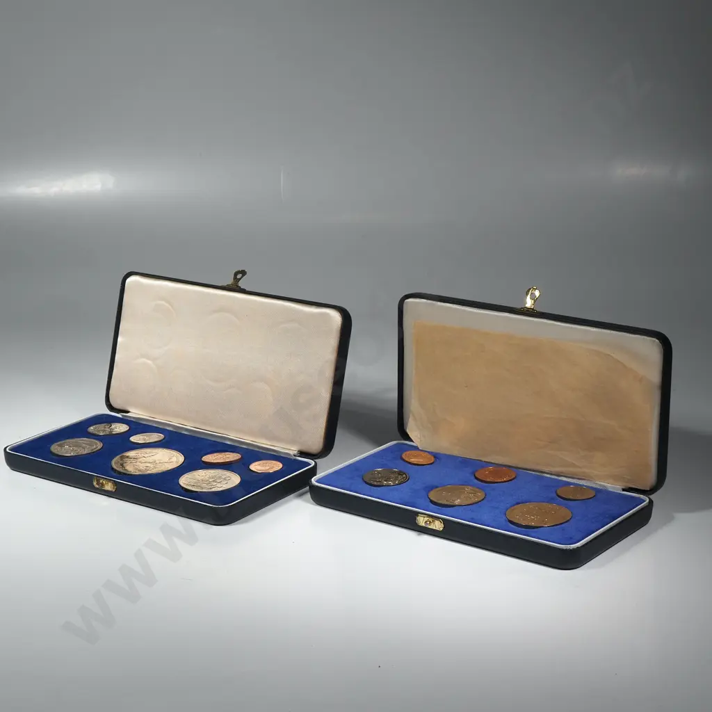Two New Zealand Proof Coin Sets in Plush Cases Image 1++