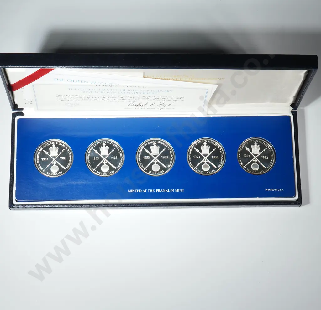 QEII Thirtieth Anniversary Silver Crown Coin Proof Set 50% Silver - 2.434 ASW Ounces Image 1++