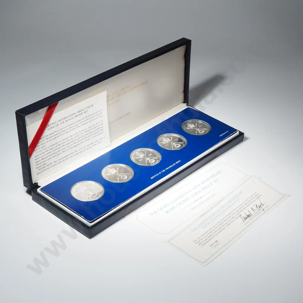 QEII Thirtieth Anniversary Silver Crown Coin Proof Set 50% Silver - 2.434 ASW Ounces Image 1++