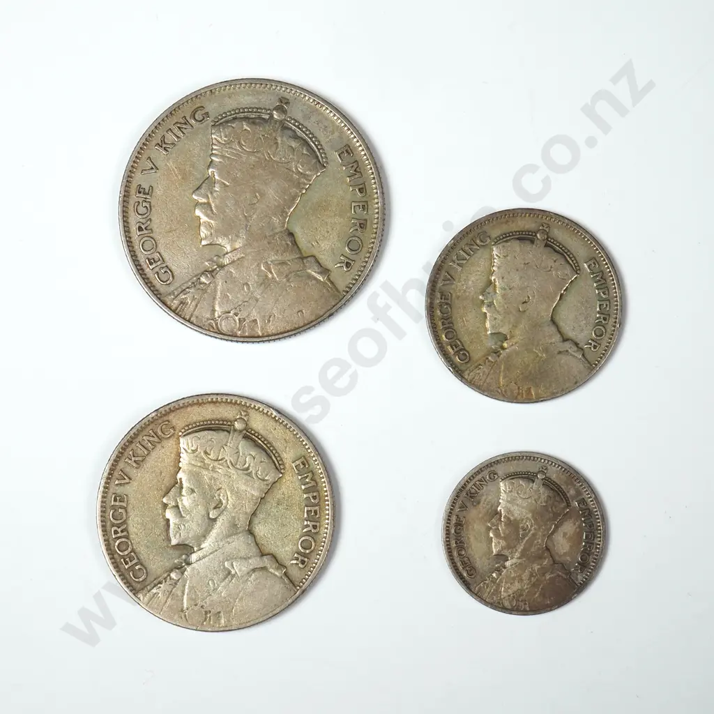 1935 New Zealand Coins - Sixpence / Shilling / Florin / Halfcrown Image 1++