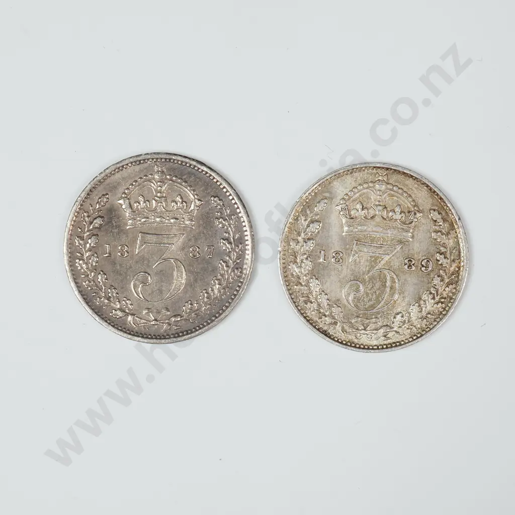 1887 EF / 1889 AUNC United Kingdom Threepence - Combined CV 30 GBP  Image 1++