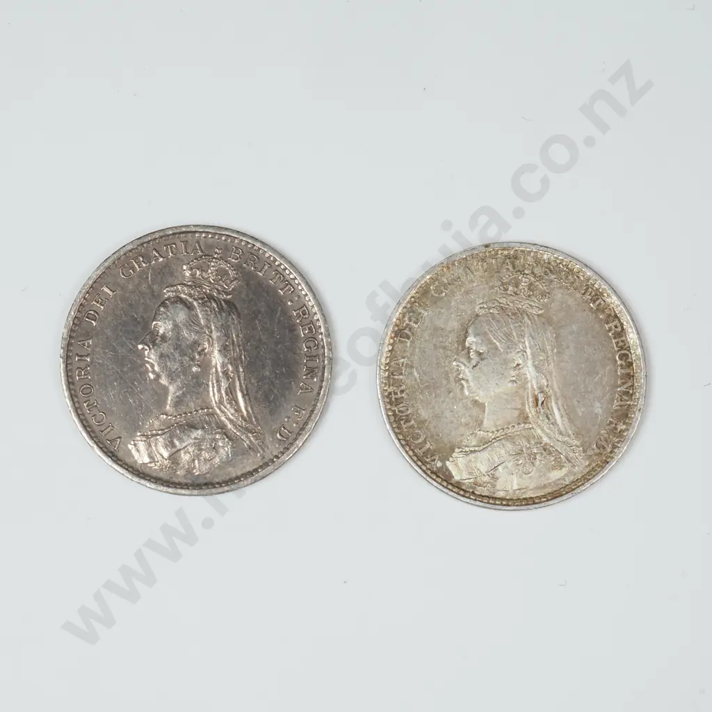 1887 EF / 1889 AUNC United Kingdom Threepence - Combined CV 30 GBP  Image 1++