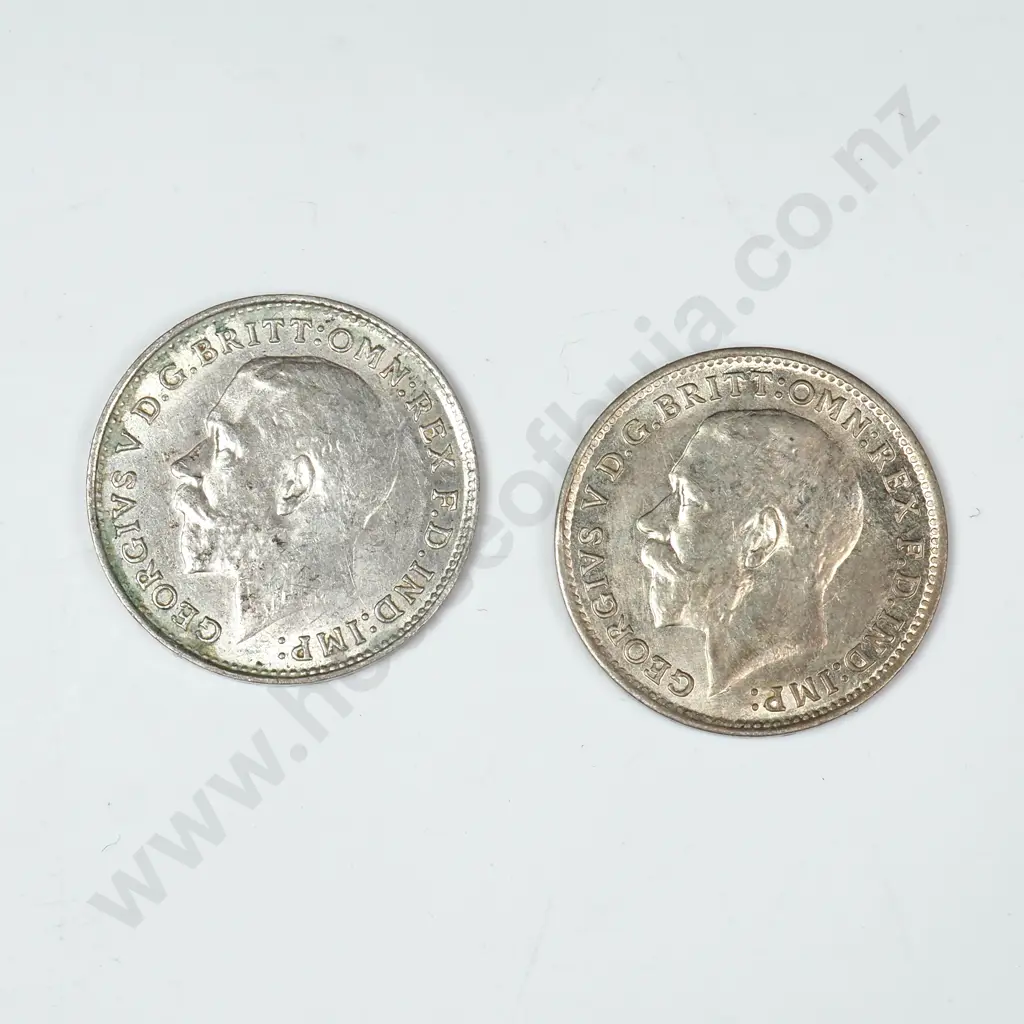 1922 AUNC / 1925 AUNC United Kingdom Threepence - Combined CV 90 GBP  Image 1++