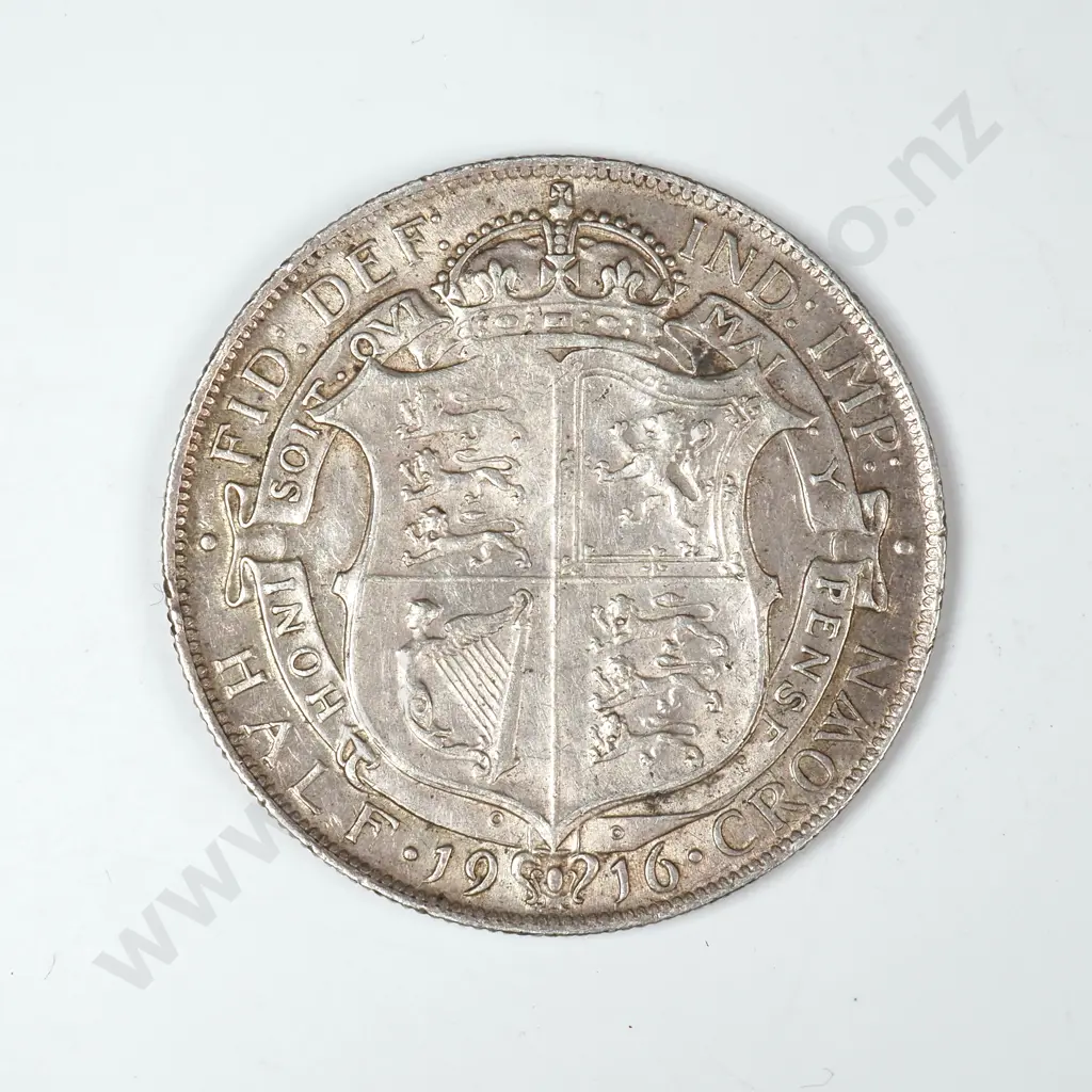 1916 United Kingdom Half Crown - Better Grade Image 1++