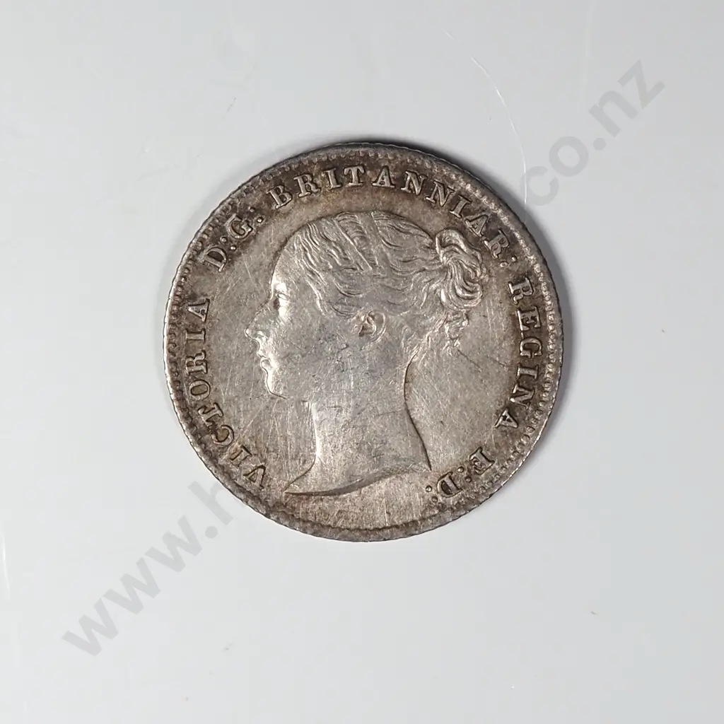 1843 United Kingdom Four Pence Silver Coin Image 1++