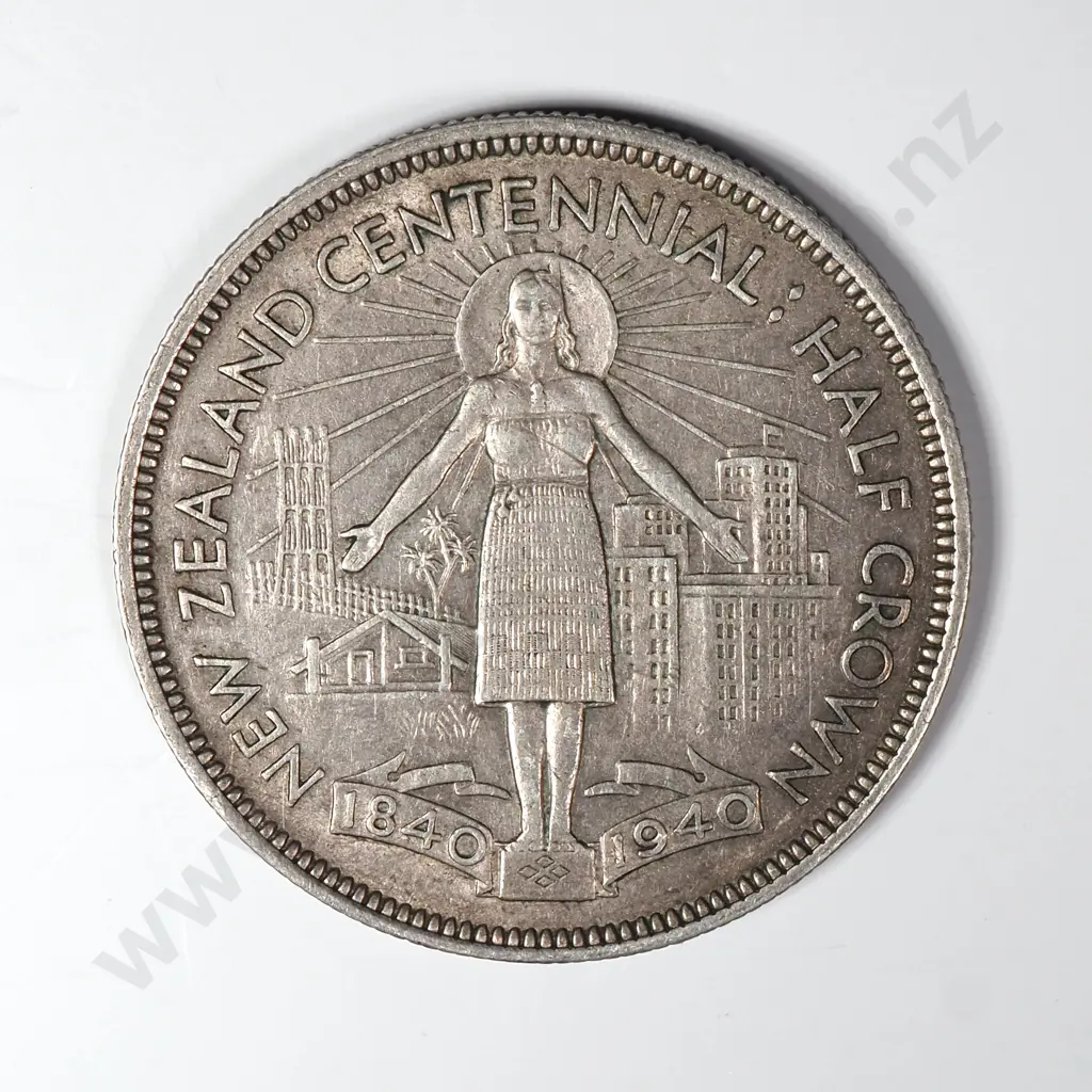 1940 New Zealand Centennial Half Crown Image 1++