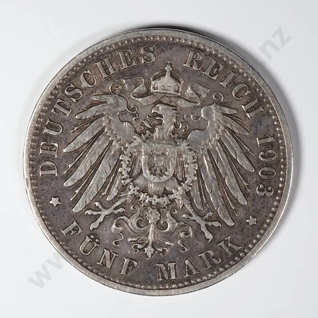 1903 German Five Mark Coin Image 1++