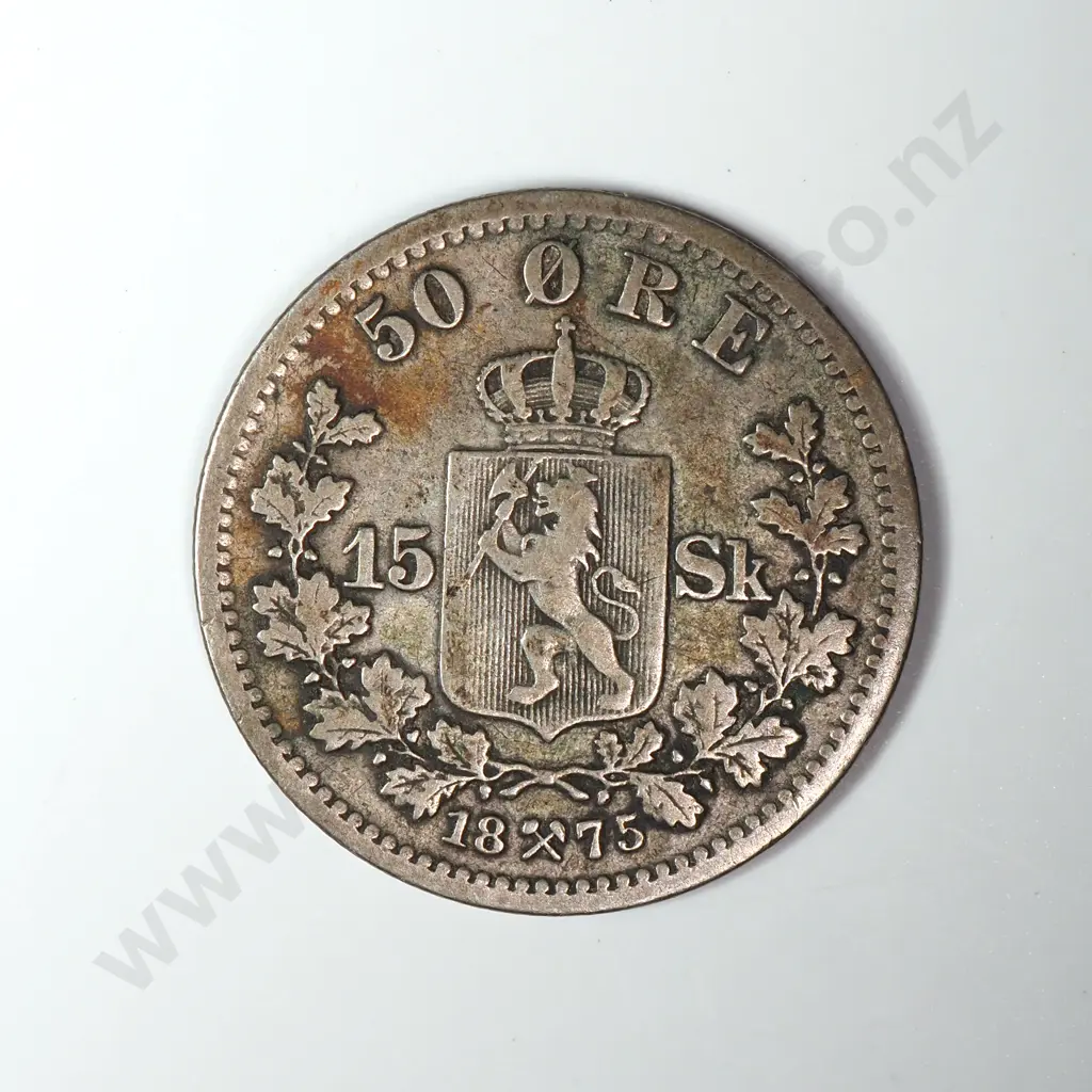 1875 Norway 15 Skilling - Scarce Coin  Image 1++