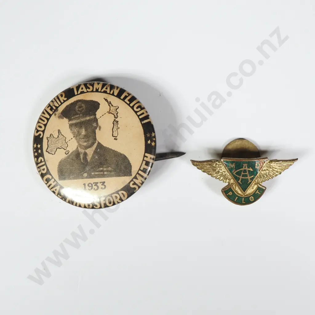 1933 Kingsford Smith Flight Button & Aero Club Badge Image 1++